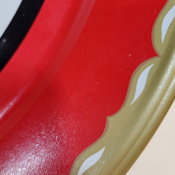 VINTAGE Stoyke Tray Platter 19" Round Red White Chicken Metal Mid Century 60s - Picture 4 of 16